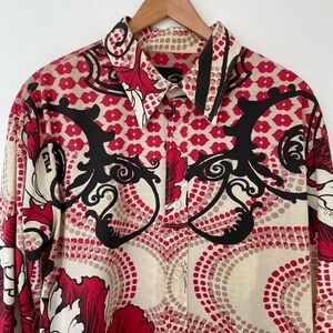 Just Cavalli Red, Black and Cream Graphic Print Dress Shirt